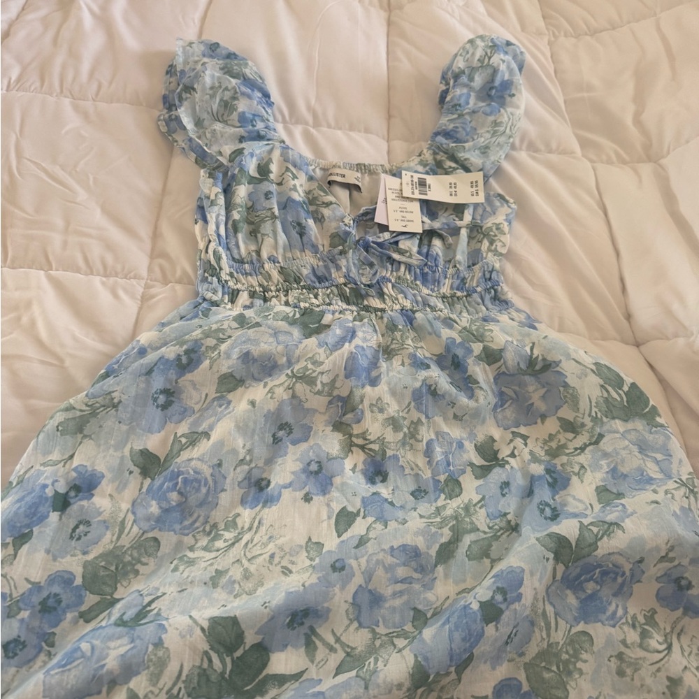 Hollister Blue and Green Floral Dress